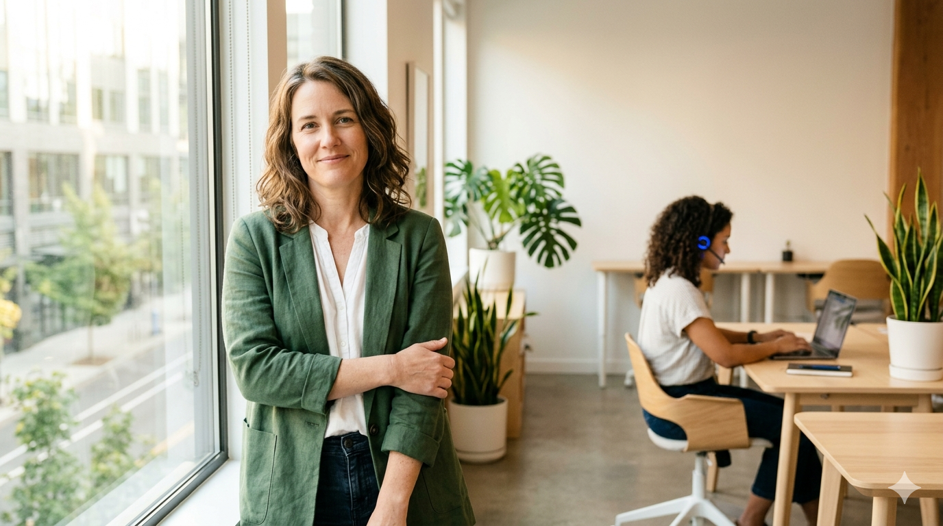 business owner relieved after outsourcing customer support to a dedicated professional